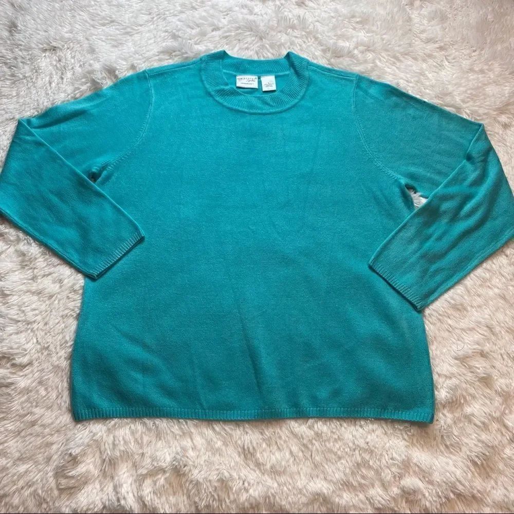 Kim Rogers Signature Cashmalon Light Blue Crew Neck Sweater, Size Large